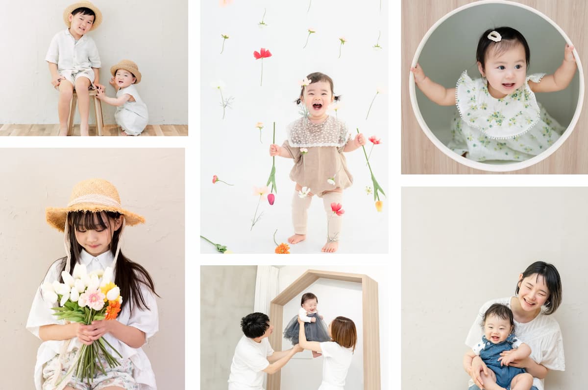 撮影スタジオで撮影された子どもの写真